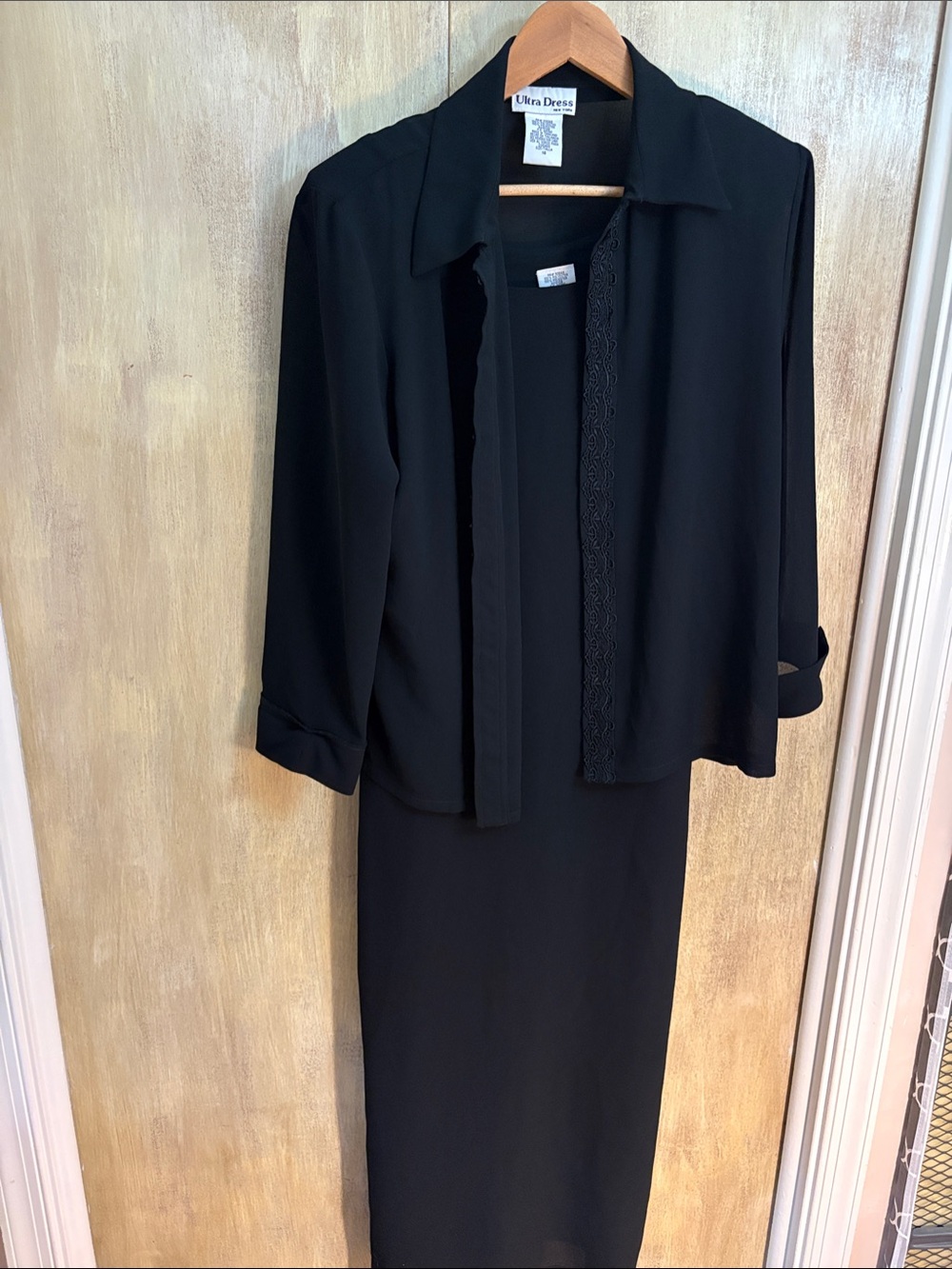 Ultra Dress Black 2 piece-Maxi Chiffon dress and sheer jacket 16